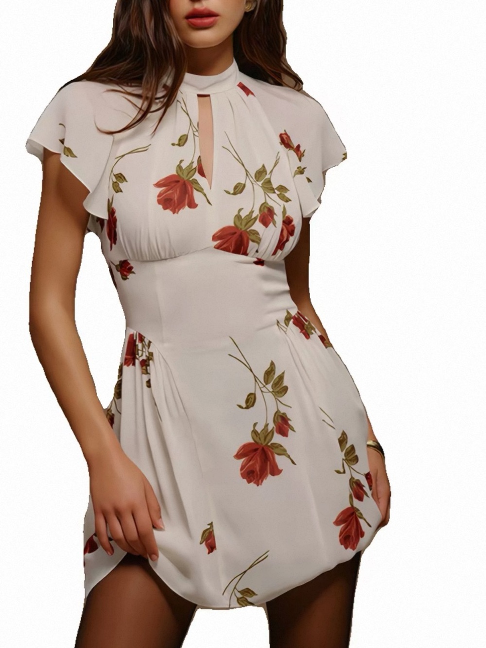 White Floral Mini Dress – Similar to Reformation Vaeda